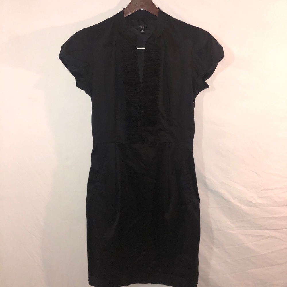 Ann Taylor Ruffled Black Dress